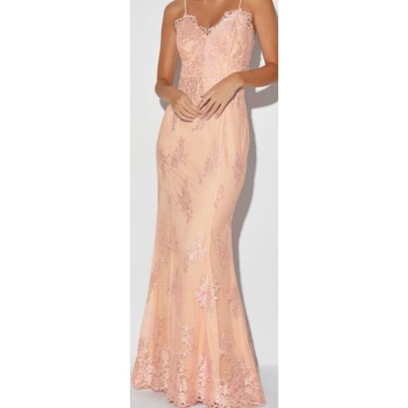 LULU'S S Came to Dance Blush Pink Embroidered Sleeveless Mermaid Maxi Dress B149 - Picture 1 of 10